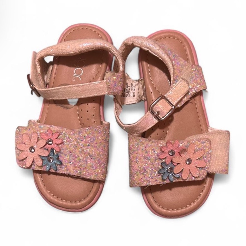 Glittery Floral Kids Sandals